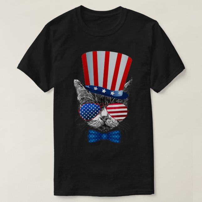 Cat 4. Juli USA Flag Patriotische Frauen  T-Shirt (Design vorne)