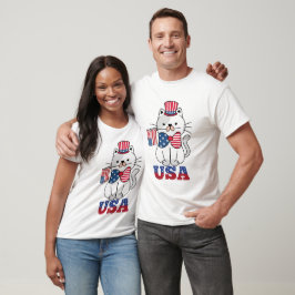 Cat 4. July Kitten USA Flag T-Shirt