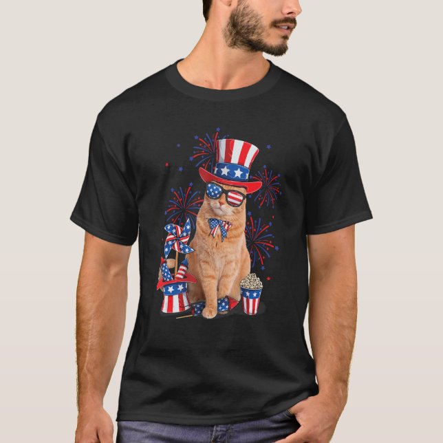 Cat 4th Of July  Mericat Merica Men USA American F T-Shirt (Vorderseite)