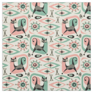 Cat Abstrakt - Pink Turq ©studioxtin Stoff