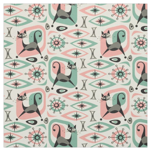 Cat Abstrakt - Pink Turq ©studioxtin Stoff (Muster)
