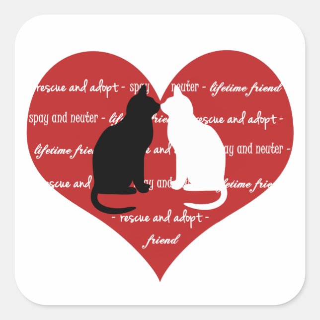 Cat Adoption Rescue Quadratischer Aufkleber (Vorderseite)