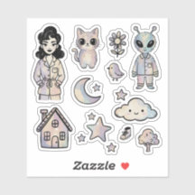 Cat Alien Pinup Girl Coole Illustrations Aufkleber