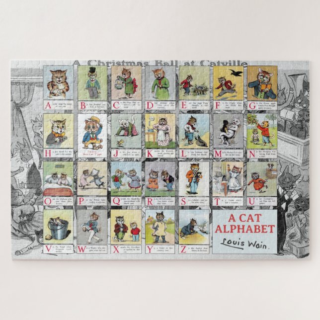 Cat Alphabet, Louis Wain (Horizontal)