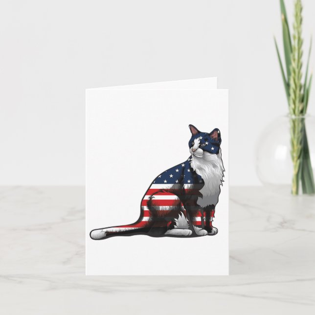 Cat American Flag 4. Juli Niedlich Patriotic Kitte Karte (Vorderseite)