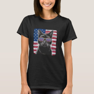 Cat American Flag Patriotic 4. Juli Frauen Männer T-Shirt