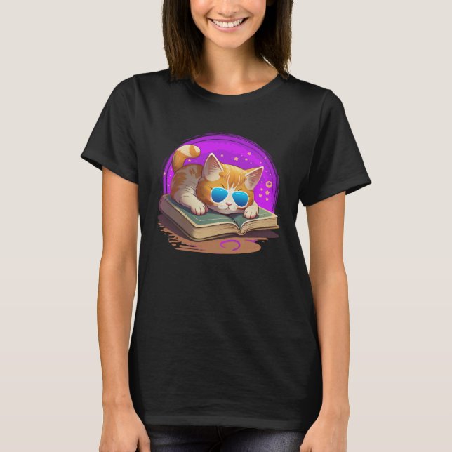 Cat  and Bookworm Book  Books and Cat fans T-Shirt (Vorderseite)