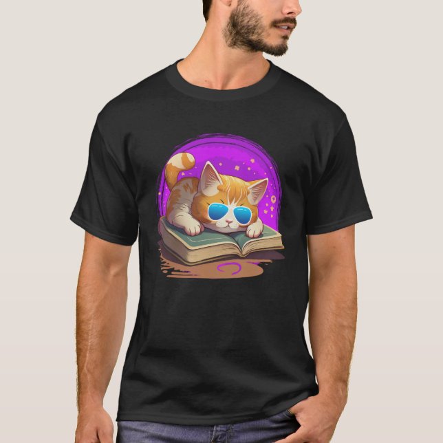 Cat  and Bookworm Book  Books and Cat fans T-Shirt (Vorderseite)