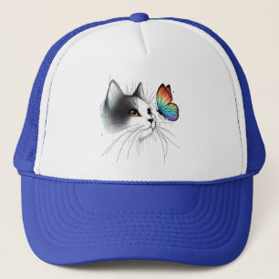 "Cat and Butterfly Trucker Hat - Niedlich Pet Love Truckerkappe
