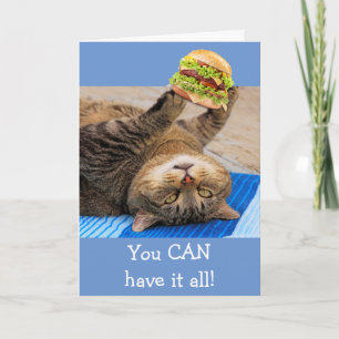 Cat and Cheeseburger Birthday Karte
