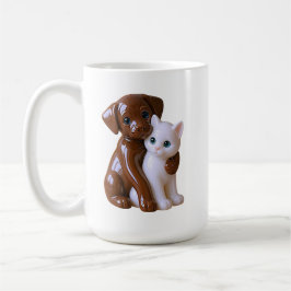 Cat and dog figurine-style kaffeetasse