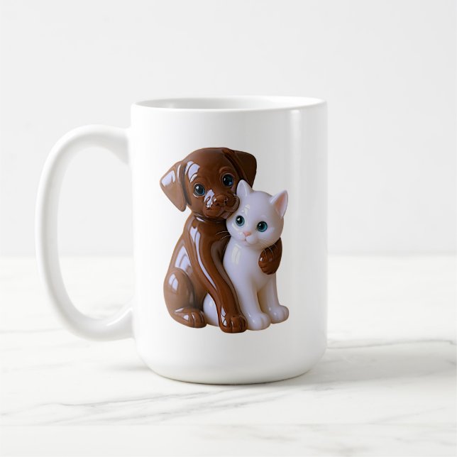 Cat and dog  figurine-style kaffeetasse (Links)