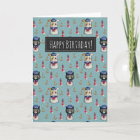 Cat and Dog Sailors Pattern | Happy Birthday