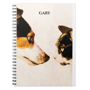 "CAT AND DOG" Spiralheft, personalisierter Name. Notizblock
