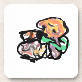 Cat and flowers  fun getränkeuntersetzer