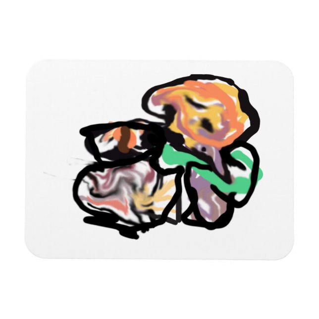 Cat and flowers  fun magnet (Horizontal)