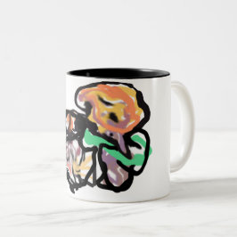 Cat and flowers  fun zweifarbige tasse