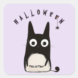 Cat and Halloween Quadratischer Aufkleber