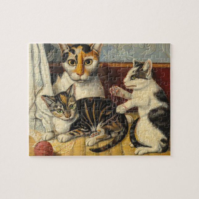 Cat and Kittens American im 19. Jahrhundert (Horizontal)