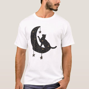 Cat and Moon Celestitic Crescent Moon und T-Shirt