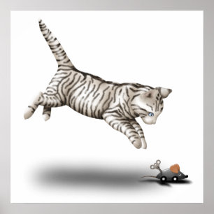 Cat and Mouse Cartoon Poster