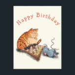 Cat and Mouse Playing Chess Funny Birthday Card Postkarte<br><div class="desc">Funny Geburtstagskarten mit Cat and Mouse Playing Schach Cartoon Zeichnend Funny Animal Comic Play - Auswählen / Fügen Sie Ihren einzigartigen Text / Name / Farbe - Make Your Special Gift - Neu vergrössern und verschieben oder entfernen und fügen Sie Elemente / Text mit Anpassungs-Tool ! Zeichn und Design von...</div>