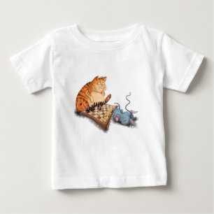 Cat and Mouse Playing Schach Cartoon Zeichn Funny  Baby T-shirt