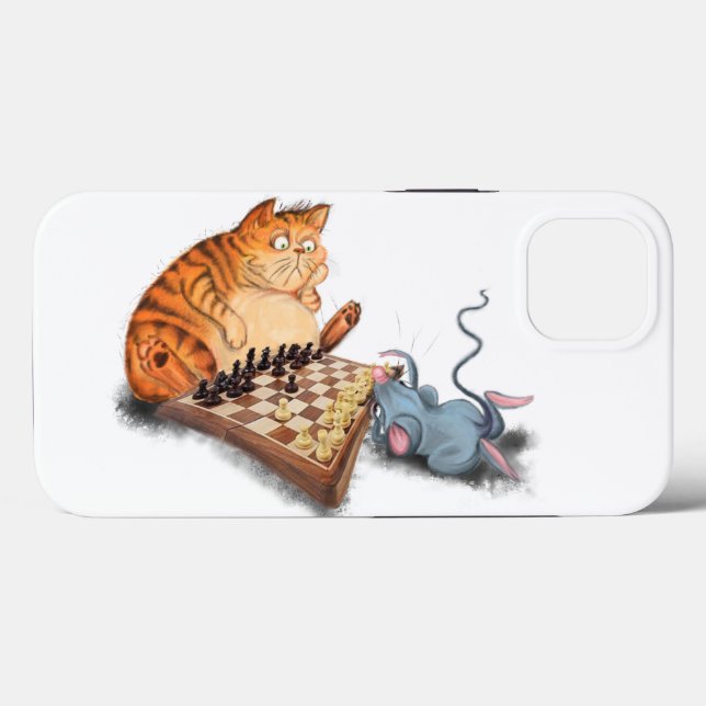 Cat and Mouse Playing Schach Cartoon Zeichn Funny Case-Mate iPhone Hülle (Rückseite (Horizontal))
