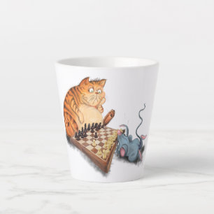 Cat and Mouse Playing Schach Cartoon Zeichn Funny Milchtasse