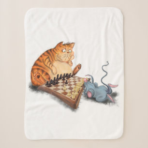 Cat and Mouse Playing Schach Cartoon Zeichn Funny Sherpadecke