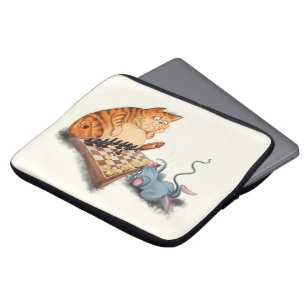 Cat and Mouse Playing Schach Laptop-Sieb Laptopschutzhülle