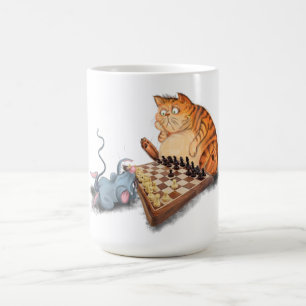 Cat and Mouse Playing Schach - Malerei - Funny Kaffeetasse