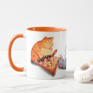Cat and Mouse Playing Schach Tasse Funny