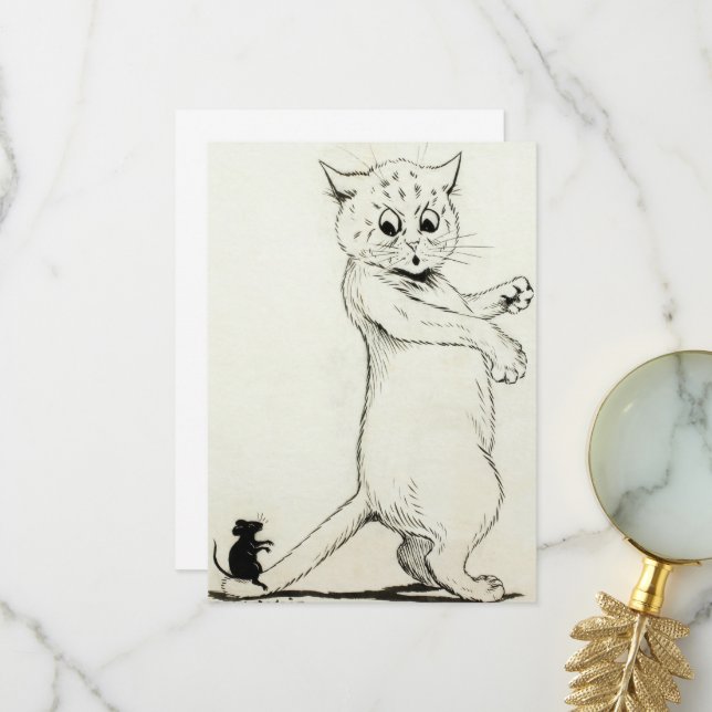 Cat and Mouse von Louis Wain Dankeskarte (Vorderseite/Rückseite Beispiel)