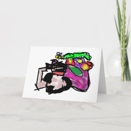 Cat and spring flowers  karte