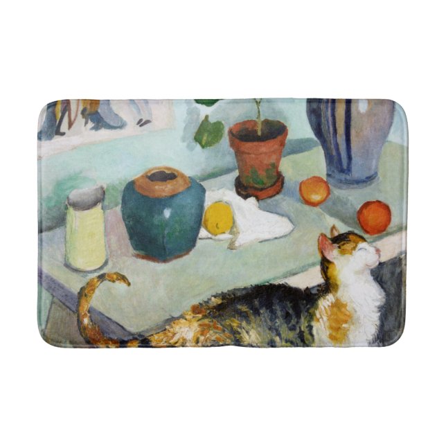 Cat and Still Life, August Macke Badematte (Vorderseite)