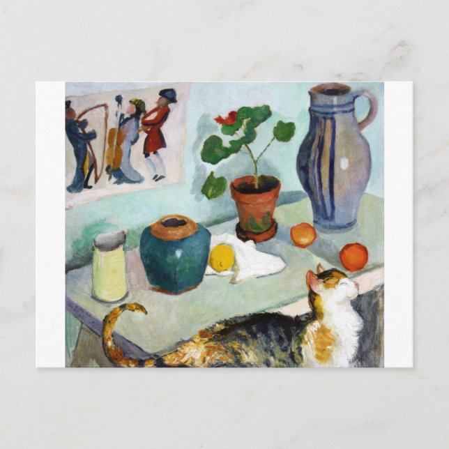 Cat and Still Life, August Macke Postkarte (Vorderseite)