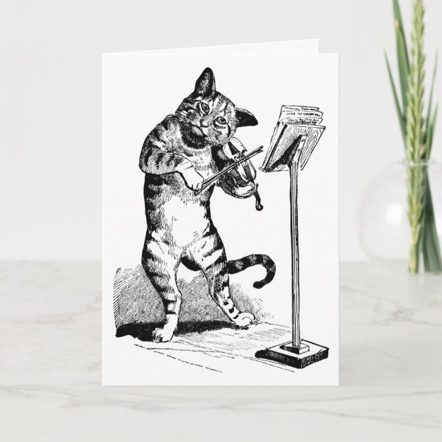 "Cat and the Fiddle" Grußkarte Karte (Vorderseite)