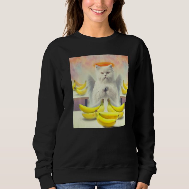 Cat angel artwork meow kitty portrait cute banana  sweatshirt (Vorderseite)