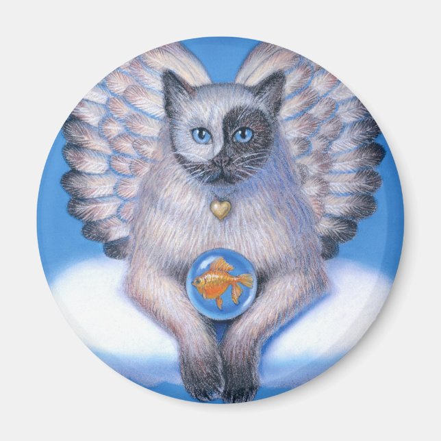 Cat Angel "Kitty Yin Yang" Round Magnet (Vorne)