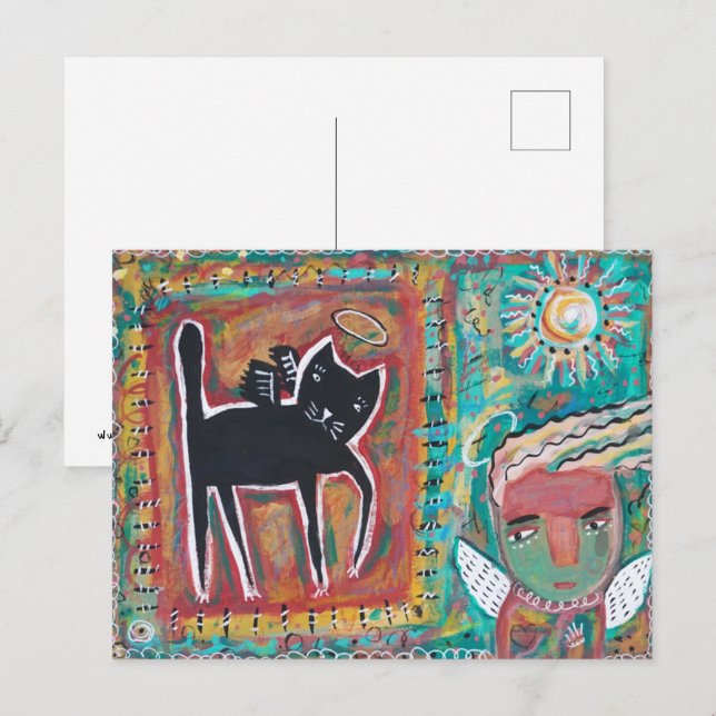 Cat Angel Postkarte (Vorne/Hinten)
