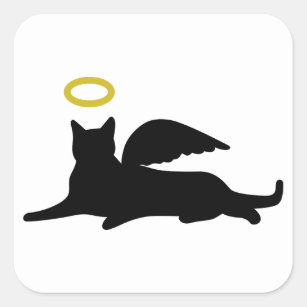 Cat Angel Quadratischer Aufkleber