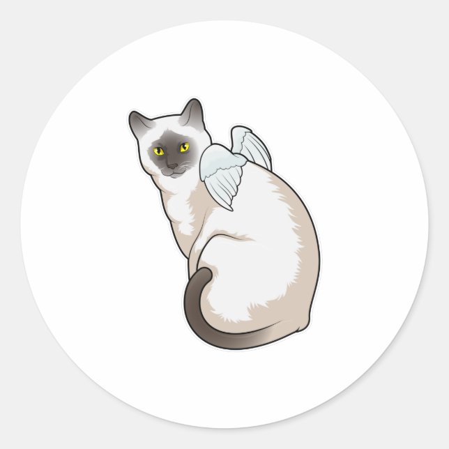 Cat Angel wings Runder Aufkleber (Vorderseite)