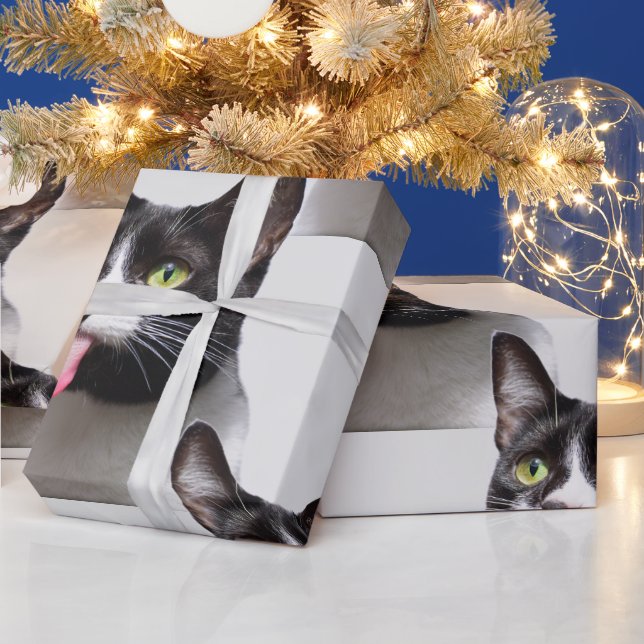 CAT-ANIMAL-CUTE PET STICKING TONGUE OUT GESCHENKPAPIER (Feiertage)