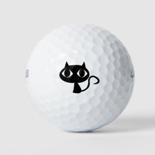 Cat Animal Eyes Feline Cartoon Comic Black Golfball