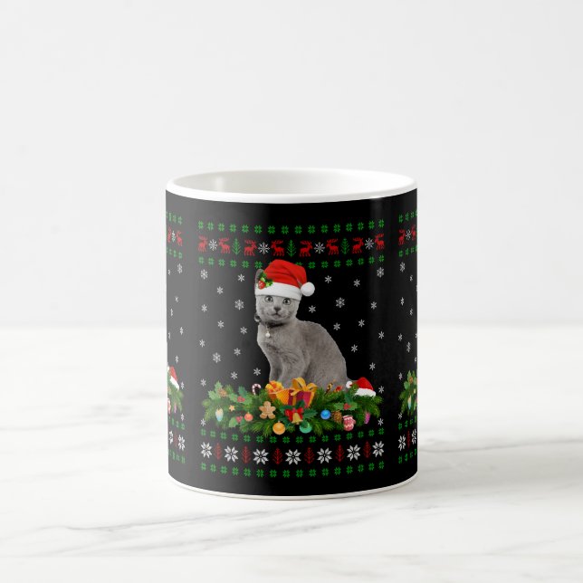 Cat Animal Lover Weihnachtsmannmütze Ugly Russian  Kaffeetasse (Mittel)