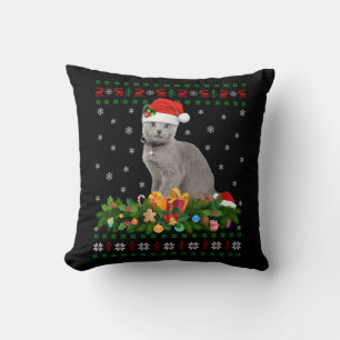 Cat Animal Lover Weihnachtsmannmütze Ugly Russian Kissen