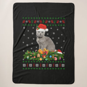 Cat Animal Lover Weihnachtsmannmütze Ugly Russian Sherpadecke