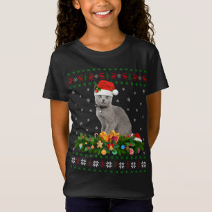 Cat Animal Lover Weihnachtsmannmütze Ugly Russian T-Shirt