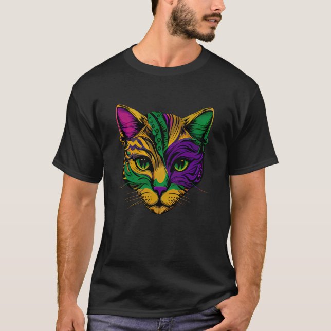 Cat Animal Mardi Gras Carnival Jester Cat Mardi Gr T-Shirt (Vorderseite)